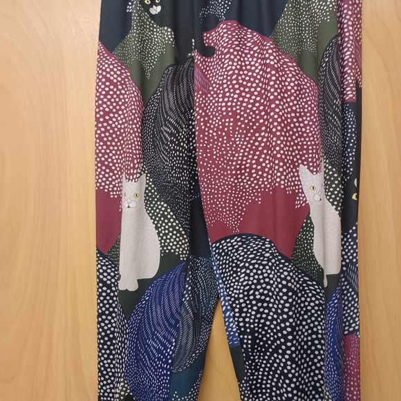 Lily Firmiana Colorful Cat Leggings Abstract Boho L XL - Picture 4 of 7